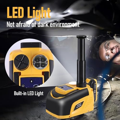 EFFIROSO Battery Powered Electric Car Jack 5 Ton 18V Cordless Portable Automatic Tire Change Kit Emergency Repair Tire Tools for SUV Sedans Yellow
