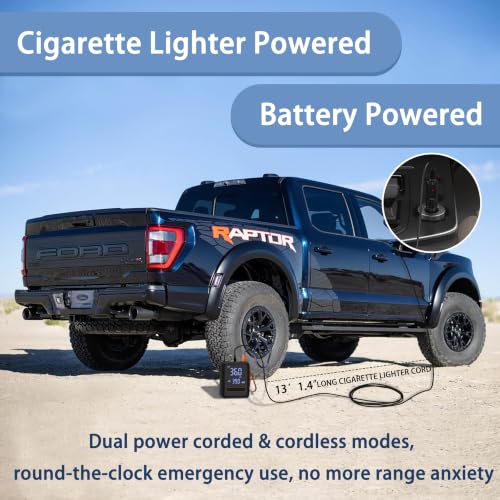 Tire Inflator Portable Air Compressor, 150PSI Heavy Duty Dual Cylinder Air Pump, 12V DC 13FT Extra Long Power Cable & Cordless Car Tire Pump, Digital Pressure Gauge, LED Light, Auto Shut-Off