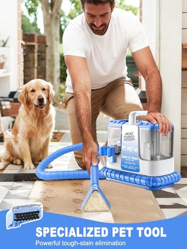 Portable Carpet & Upholstery Cleaner Machine for Pets, Spot, Stain, Couch Cleaner Machine with Powerful Suction and and Cleaning Solution, Car/Auto Detailer, Lightweight Compact Design, Blue - color: Blue