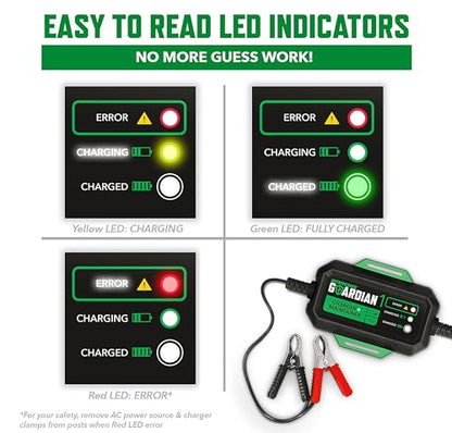 Interstate Batteries 12V Battery Charger and Maintainer (12V, 1.2A) Portable, Automatic, Trickle Charging for Automotive, AGM, Flooded, Gel, Lead-Acid, Powersports (CHGIB12)