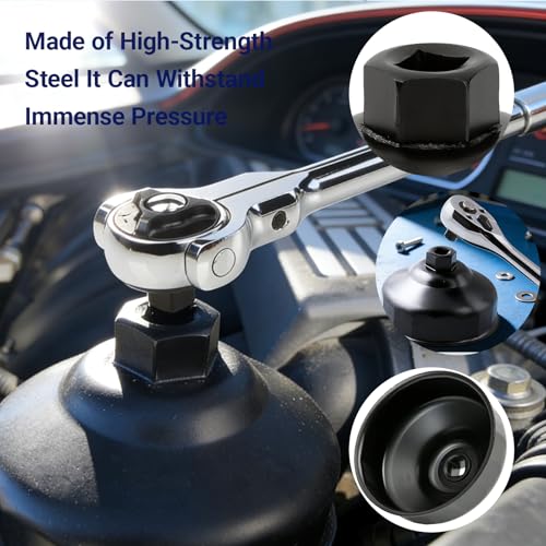 86mm 16 Flutes Oil Filter Wrench Replacement for BMW and Volvo, Oil Filter Socket Wrench Kit, Housing Caps to Change Oil Filter Cover Removal Tool