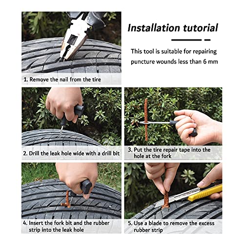 OFBAND 30PCS 4" Car Heavy Duty Tire Plugs,Black Tire Repair Plugs with Strong Viscosity for Fixing Flat Tire,Universal Rubber Tire Plug Kit Fits Car Truck SUV Motorcycle with Tubeless Tire