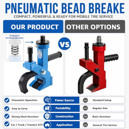 HKTE Pneumatic Bead Breaker, Effortless Tire Changes, One-Person Operation for Tractor, Truck, Golf Vart, ATV, RV - color: Pneumatic Bead Breaker
