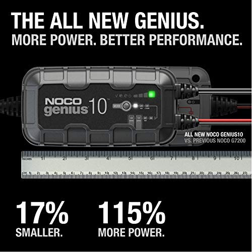NOCO GENIUS10: 10A 6V/12V Smart Battery Charger – Automatic Maintainer, Trickle Charger & Desulfator with Overcharge Protection & Temperature Compensation – for Lead-Acid & Lithium Batteries - size: 10A