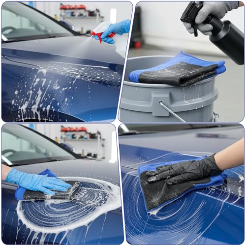 4 Pack Clay Towel Auto Detailing 12 x 12 Inch Clay Bar Towel Microfiber Car Cloth Cleaner Fine Grade Car Towels Automotive for Car Detailing Cleaning Polishing DIY Detail Tool Kit