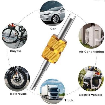 102Pcs Air Conditioning Valve Core Accessories Kit, Includes 100Pcs R12 R134a Valve Core Refrigeration Tire Valve Stem Cores with 2Pcs Remover Tool for Most Cars
