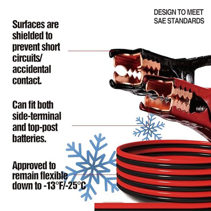 Cartman 4 Gauge 20 ft Heavy Duty Jumper Cables with Carry Bag | Rubber-Insulated Clamps, High-Density CCA Conductors, Cold-Resistant Cable Jacket - size: 20-Feet (4-Gauge)