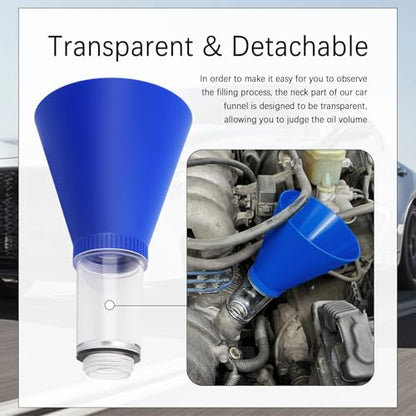 Threaded Locking Engine Oil Funnel for Oil Change,Hands-Less & No Spill Car Oils Change Funnel Compatible with Lexus Toyota,Detachable & Large Capacity Funnels for Automotive Use