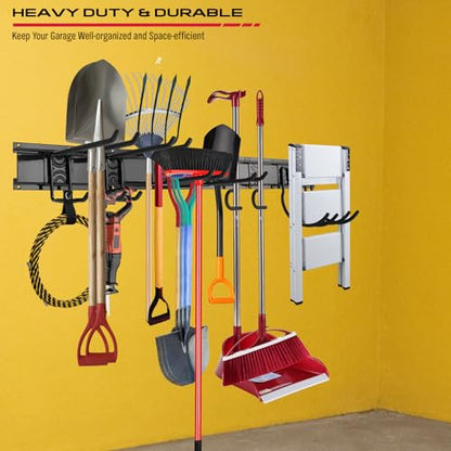 SEDY 48" Heavy Duty Garage Wall Organizer, Wall Mount Tool Storage Rack with Adjustable Hooks, Garden Tool Organizer Hold Up to 300lbs, Easy Installation (3 Panels, 8 Hooks, 3 Straps) - style: 48" Garage Wall Organizer (3 Panels, 8 Hooks, 3 Straps)
