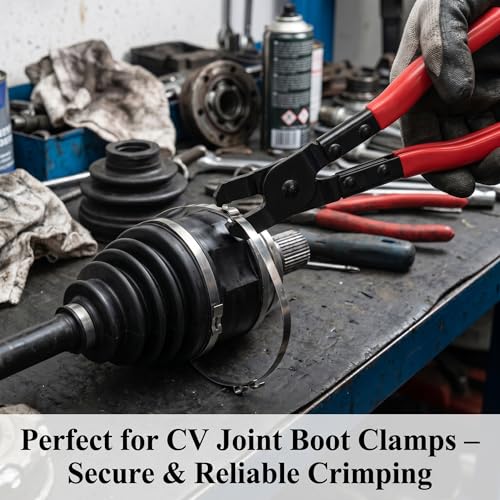 EVGATSAUTO ATV Front Boot Repair Kit, Universal Carbon Steel Ear-type CV Boot Clamp Plier Kit for All Earless Type CVJ Boots Clamps