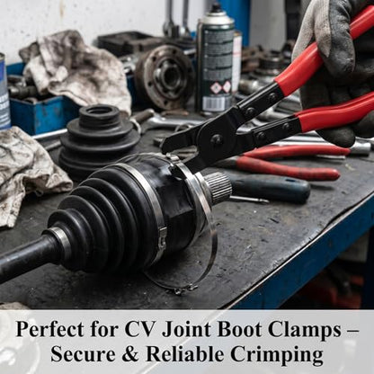 EVGATSAUTO ATV Front Boot Repair Kit, Universal Carbon Steel Ear-type CV Boot Clamp Plier Kit for All Earless Type CVJ Boots Clamps