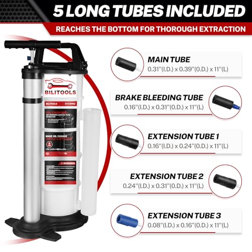 BILITOOLS 9L Pneumatic/Manual Oil Extractor Pump for Engine Oil Change | 2.4 Gallon Automotive Oil Vacuum Pump Fluid Extractor for Boat Marine Jetski ect. - size: 2 in 1 Pneumatic & Manual