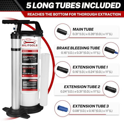 BILITOOLS 9L Pneumatic/Manual Oil Extractor Pump for Engine Oil Change | 2.4 Gallon Automotive Oil Vacuum Pump Fluid Extractor for Boat Marine Jetski ect. - size: 2 in 1 Pneumatic & Manual