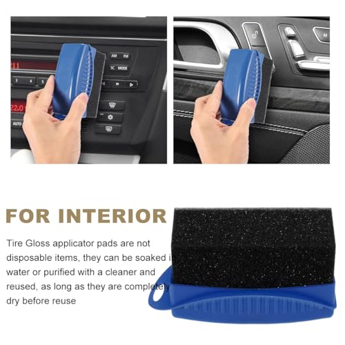 Ohleats 2 PCS Tire Dressing Applicator, Wheel Shine Pad With Lid, Reusable Detailing Foam Waxing Wipe Polishing Sponge, Universal Car Accessories (Blue) - color: Blue-2pcs
