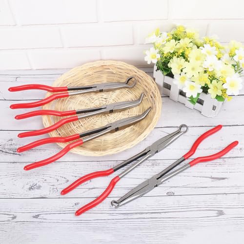 5 PCS Long Reach Hose Grip Pliers, Long Needle Nose Pliers For Steel Wire, Copper Wire, Iron Wire, Car Maintenance, Home Appliance Maintenance, And Electrician Maintenance,by GENHAKON - size: 5 PCS