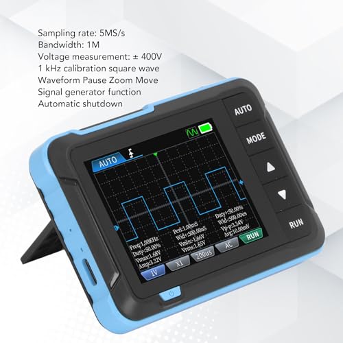 Handheld Oscilloscope, 2 Channels Portable Digital Oscilloscope Multimeter, Professional Automotive Oscilloscope with 1Mhz Bandwidth, 5.0MS s Sampling Rate & 2.8in LCD Display