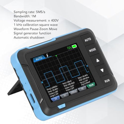 Handheld Oscilloscope, 2 Channels Portable Digital Oscilloscope Multimeter, Professional Automotive Oscilloscope with 1Mhz Bandwidth, 5.0MS s Sampling Rate & 2.8in LCD Display