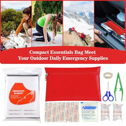 Car Emergency Roadside Kit,Vehicles Truck Road Side Safety Tool Kit with Air Compressor,Women Men Auto Winter Essentials Assistance Survival Kit with Jumper Cables First Aid Kit Blanket Shovel