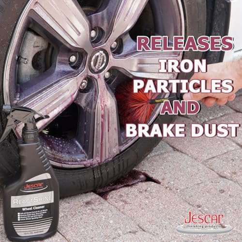 Jescar ReactShine Wheel Cleaner & Iron Remover – 22oz – Removes baked-in brake dust, road grime, and contaminants, Fast Acting, Safe for Paint, Alloy Wheels, Most Finishes