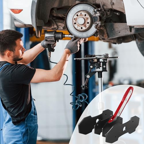 Brake Caliper Compression Tool for Disc Brake Repair | 360° Swing Ratchet, 2 Hanger Hooks, 2PCS Extra Large Steel Magnetic Plates for Sextuplet Pistons, Car & Truck Brake Repair - color: Red