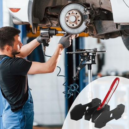 Brake Caliper Compression Tool for Disc Brake Repair | 360° Swing Ratchet, 2 Hanger Hooks, 2PCS Extra Large Steel Magnetic Plates for Sextuplet Pistons, Car & Truck Brake Repair - color: Red