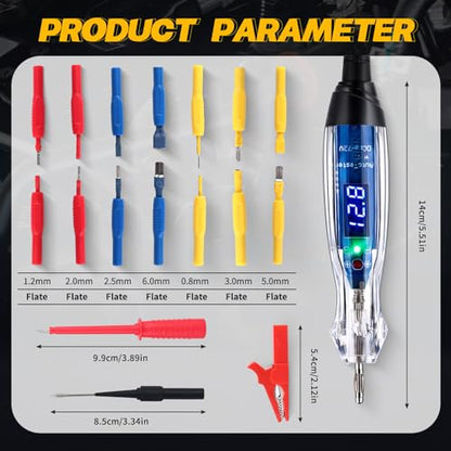 AWBLIN Test Light Probe Kit, 3-72V DC LED Digital Automotive Circuit Tester | with Voltmeter, 18 Pieces Multi Function Auto Fuse Voltage Tester Electric Probe Test Kit