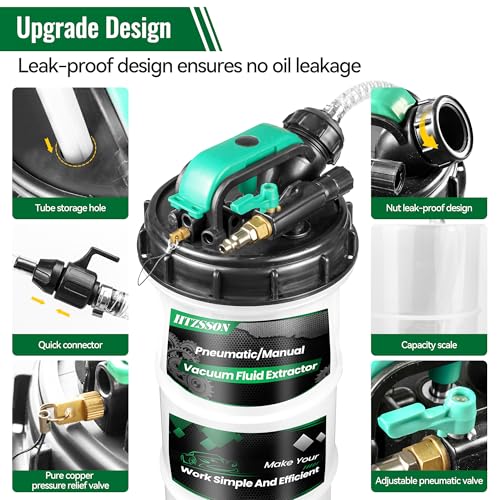 5.3 L Manual Pneumatic Fluid Extractor, Oil Change Vacuum Pump Extractor with 5 Tubes and A Brake Bleeding Hose for Automotive, Boats - size: 5.3L