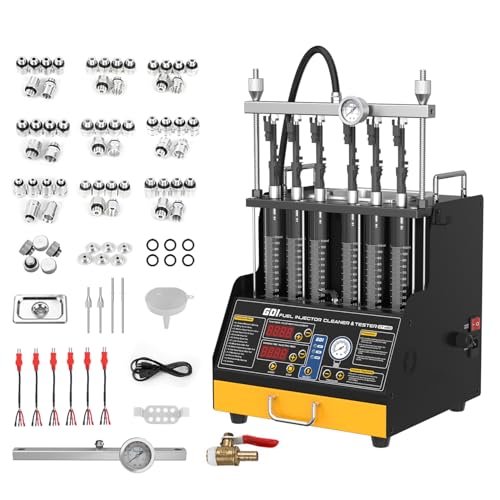 Fuel Injector Cleaner and Tester Machine, 6 Cylinder Fuel System Injection Cleaning Tester with Cleaning Fluid Heating, 3 Cleaning & 10 Testing Functions for GDl,EFI,FSI,12V/70V/120V Option - size: CT450