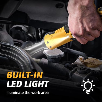 FULLYEA Cordless Electric Ratchet Wrench Set, 550RPM, 45Ft-lbs, 16.8V Extended cordless ratchet wrench 3/8, Power Ratchet with Variable Speed, 1/4" Adapter, 2 * 2.0Ah Battery and Fast Charger(Yellow)