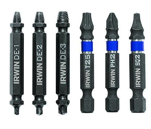 IRWIN Tools IMPACT Performance Series SCREW GRIP Double-Ended Screw Extractor Insert Bits, 6-Piece Set (1876225) - size: 6-Piece Set