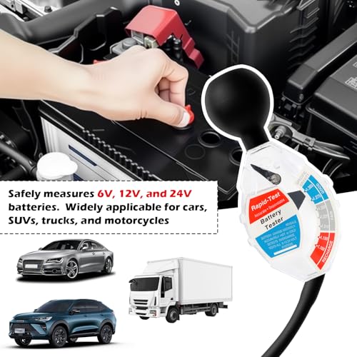 Car Battery Hydrometer Tester with Scale Dial,Deep Cycle Battery Acid Tester Fit for 6V 12V 24V Vehicle,Professional Golf Cart Batteries Testers for Monitoring Batteries Statu