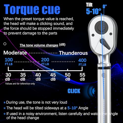 3/4'' 100-400 Ft Lb Torque Wrench Heavy Duty, Dual Direction, High hardness, Long lifetime, Stored In a Solid Case