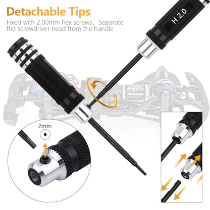 7PCS RC Car Tool Kit Short Handle Hex Screwdriver Nut Set W/Hex 1.5/2.0/2.5mm/4.0BOX/5.5BOX & Phillips & Slotted Screwdriver Fit for 1/18 1/24 Mini Crawler Car TRX4M SCX24 FCX24