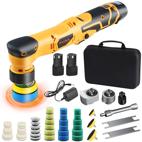 Cordless Mini Car Polisher, 1 Inch 3 Inch Dual Action & Rotary Polishing Machine for Car Detailing, Waxing, Polishing, Scratch Removing Yellow - color: Yellow