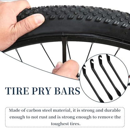 Huakaile Bike Tire Levers Tyre Spoon Stainless Steel Changing Tool for Changing Road & Mountain Bike Tubes Premium Bicycle Accessories with Hook Repair Tire Tool - color: Black