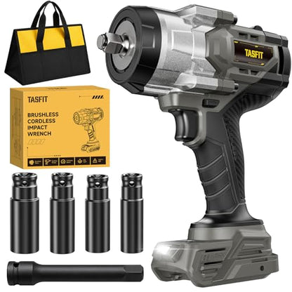 1/2" Impact Wrench, Compatible with DeWalt 20V Battery, 1500N.m(1106Ft-Lbs) High Torque Brushless Impact Gun with 3-Speed, 4 Sockets for Car/Truck (Bare Tool & NO Battery)