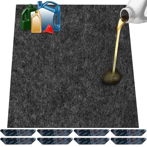 ToLanbbt Garage Floor Mat 102" x 79" - Oil Spill Mat for Under Car Driveway Oil Drip Pad with 8P Tapes, Waterproof Backing, Leak Absorbent, Reusable, Washable, Protect Garage Floor (1P, Dark Gray) - size: 8.5'x6.5'