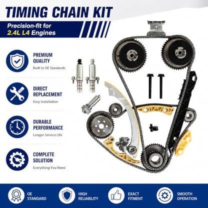 2.4L Timing Chain Kit Hesd gasket Set Fit For Buick Chevy GMC 2010-2017 | Fit For Buick LaCrosse Regal Verano Chevy Equinox Malibu Impala Orlando Captiva GMC Terrain 2010-2017 L4 24449448 12621505 - size: Timing Chain Kit wit Gasket Set for GM LAF 2.4L