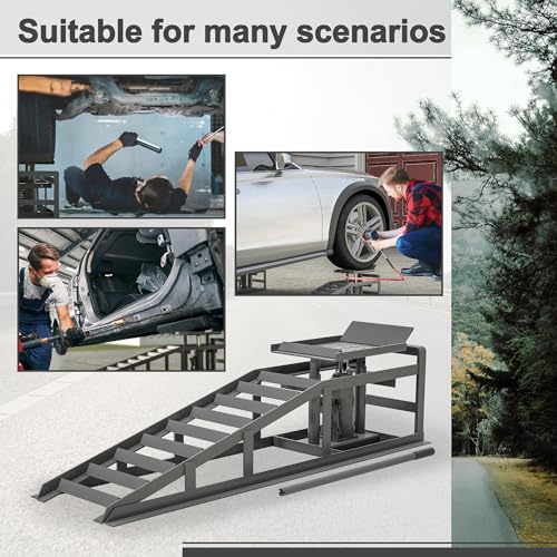 2 Pack Hydraulic Car Ramps, Rpuzonier 5T 11000lbs Low Profile Car Lift Service Ramps Truck Trailer Garage, Height Hydraulic Vehicle Ramps for DIY Repair Stores Auto Beauty Stores (Gray) - size: Gray