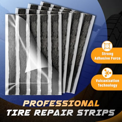 Flat Tire Repair Kit, Tubeless Tire Repair Kit, 32 PCS Car Tire Patch Kit for Cars, Motorcycles, ATVs, Tractors, Lawn Mowers, RVs, Jeeps, Trucks, SUVs and Trailers