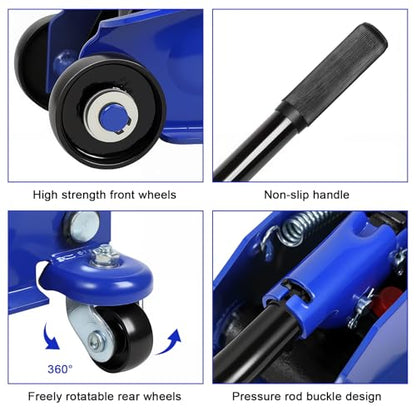 3 Ton Floor Jack, Heavy Duty Steel Car Jack with Single Piston Rapid Lift, 3.3" to 18.5" Lifting Range,Ultra Low Profile Floor Jack with Foot Pedal, Hydraulic Jack for Cars, Trucks, SUVs, Safety