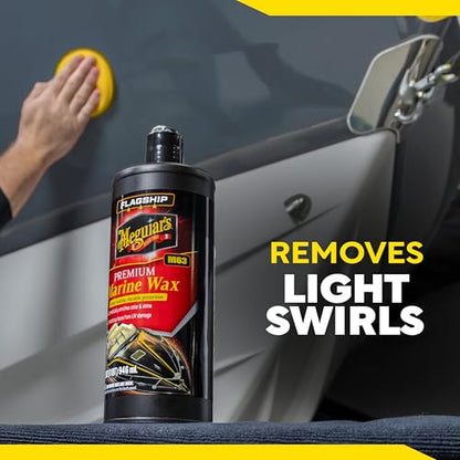 Meguiar's M6332 Flagship Premium Marine Wax, Easy to Use Boat Polish and Wax, Remove Scratches, Swirls, and Oxidation While Leaving Lasting Protection, 32 Oz Bottle - size: 32 Fl Oz (Pack of 1)