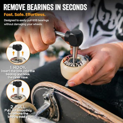 Hicarer Skate Bearing Press Tool Portable 8mm 608 Bearing Installer Remover for Inline Roller Skate, Skateboard, Longboard & Kick Scooter Wheel Replacement