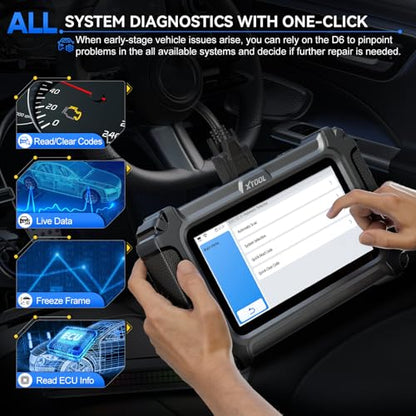XTOOL D6 OBD2 Scanner Engine ABS SRS Transmission All System Car Scanner | Check Engine Code Reader for Cars and Trucks ABS Bleed EPB Service Throttle Relearn SRS Airbag 15 Reset Diagnostic Scan Tool