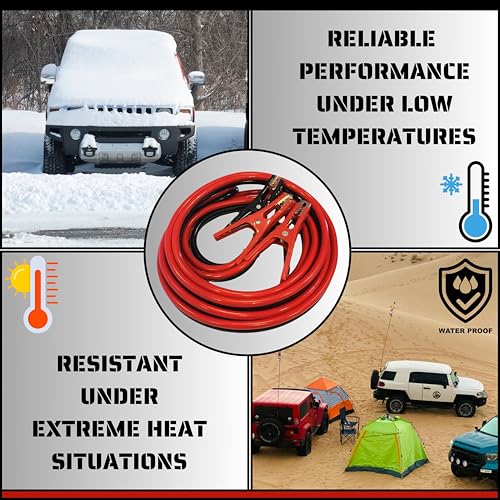 ATE Pro. Tools - 4 Gauge 20 Feet Jumper Cables, Booster Cables for Car, SUV & Trucks Battery, Heavy Duty Automotive Cables for Jump Starting Dead and Weak Batteries, Storage Carry Bag Included
