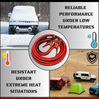 ATE Pro. Tools - 4 Gauge 20 Feet Jumper Cables, Booster Cables for Car, SUV & Trucks Battery, Heavy Duty Automotive Cables for Jump Starting Dead and Weak Batteries, Storage Carry Bag Included