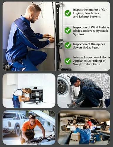 Dual-Lens Endoscope Camera with Light, 1920P HD Borescope with 8 Adjustable LEDs, 16.4FT Semi-Rigid Snake Cord, IP68 Waterproof Inspection Tool for iOS, Android, Automotive, Plumbing, HVAC (7.9mm)
