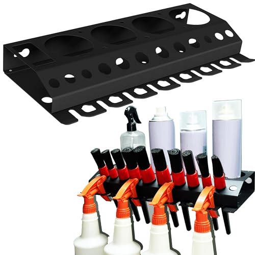 Bottle Storage Rack, 1pc-Black | Detailing Brush Organizer, Spray Bottle Storage Rack, 3/8" Air Tool Holder, For Garage and Workspace
