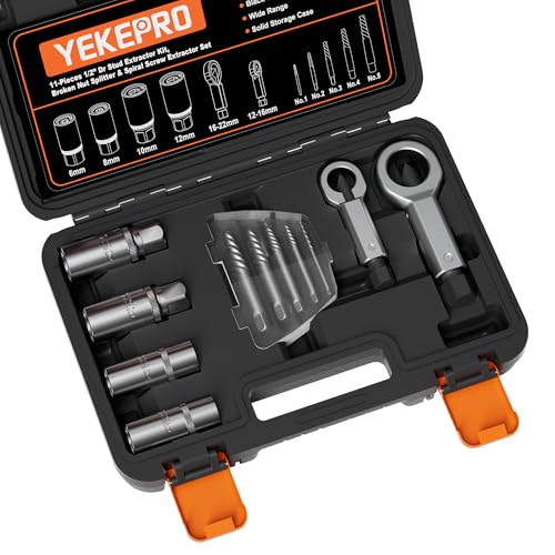 11PCS Bolt Extractor Set, Heavy Duty Screw & Stud Remover Kit for Stripped, Rusted & Damaged Bolts, Nuts and Pipes - size: 11PCS