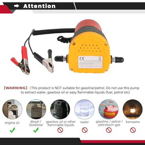 ATPEAM 12V 60W Oil Change Pump Extractor, Oil/Diesel Fluid Extractor Scavenge Oil Change Pump